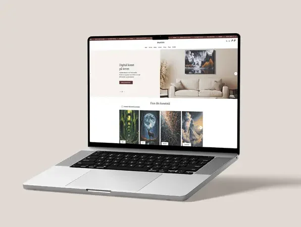 Mockup av Muninn-nettside vist på laptop – design og WordPress-utvikling av Skema