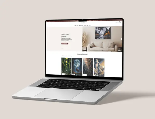 Mockup av Muninn-nettside vist på laptop – design og WordPress-utvikling av Skema