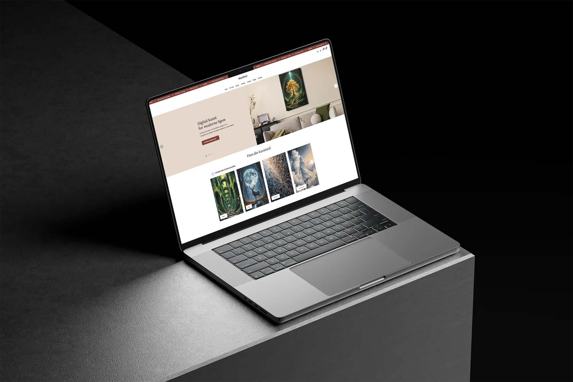 Nettside og visuell identitet for Muninn – e-commerce prosjekt i WordPress