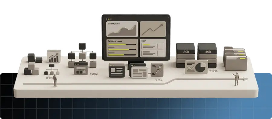 Strategisk illustrasjon som viser hvordan SEO-kostnader i 2026 skalerer med ambisjonsnivå, konkurranse og langsiktig arbeid